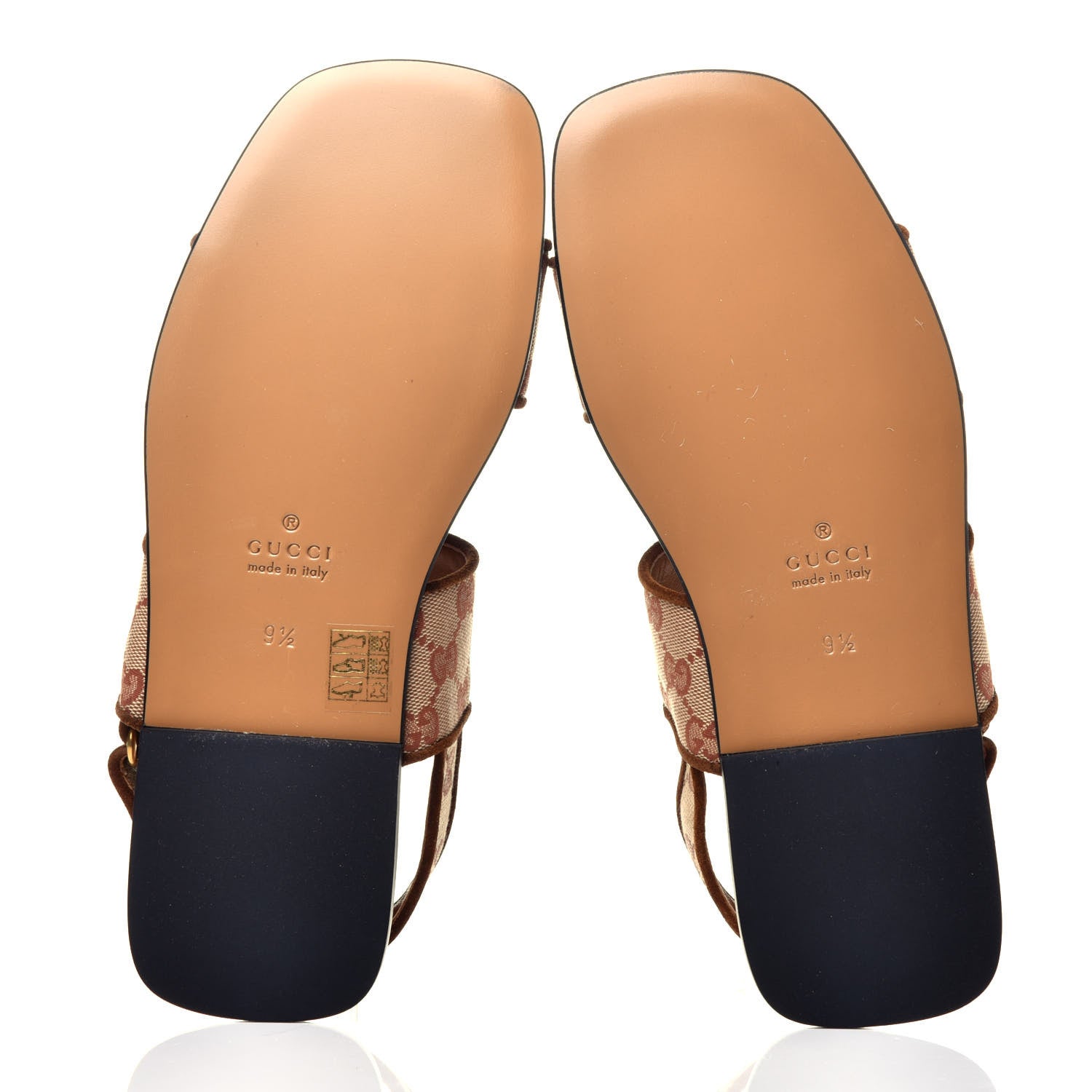Gucci Canvas GG Monogram Mens Slingback Flat Sandals 9.5 Beige Ruggine Cuir 6 of 8
