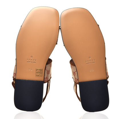Gucci Canvas GG Monogram Mens Slingback Flat Sandals 9.5 Beige Ruggine Cuir 6 of 8