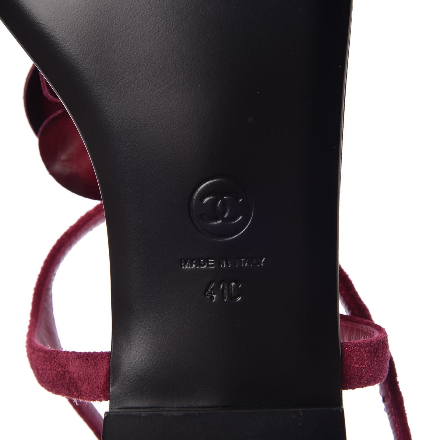 Suede Calfskin Camellia Thong Sandals 41 Dark Pink