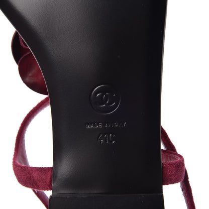 Chanel Suede Calfskin Camellia Thong Sandals 41 Dark Pink 6 of 8