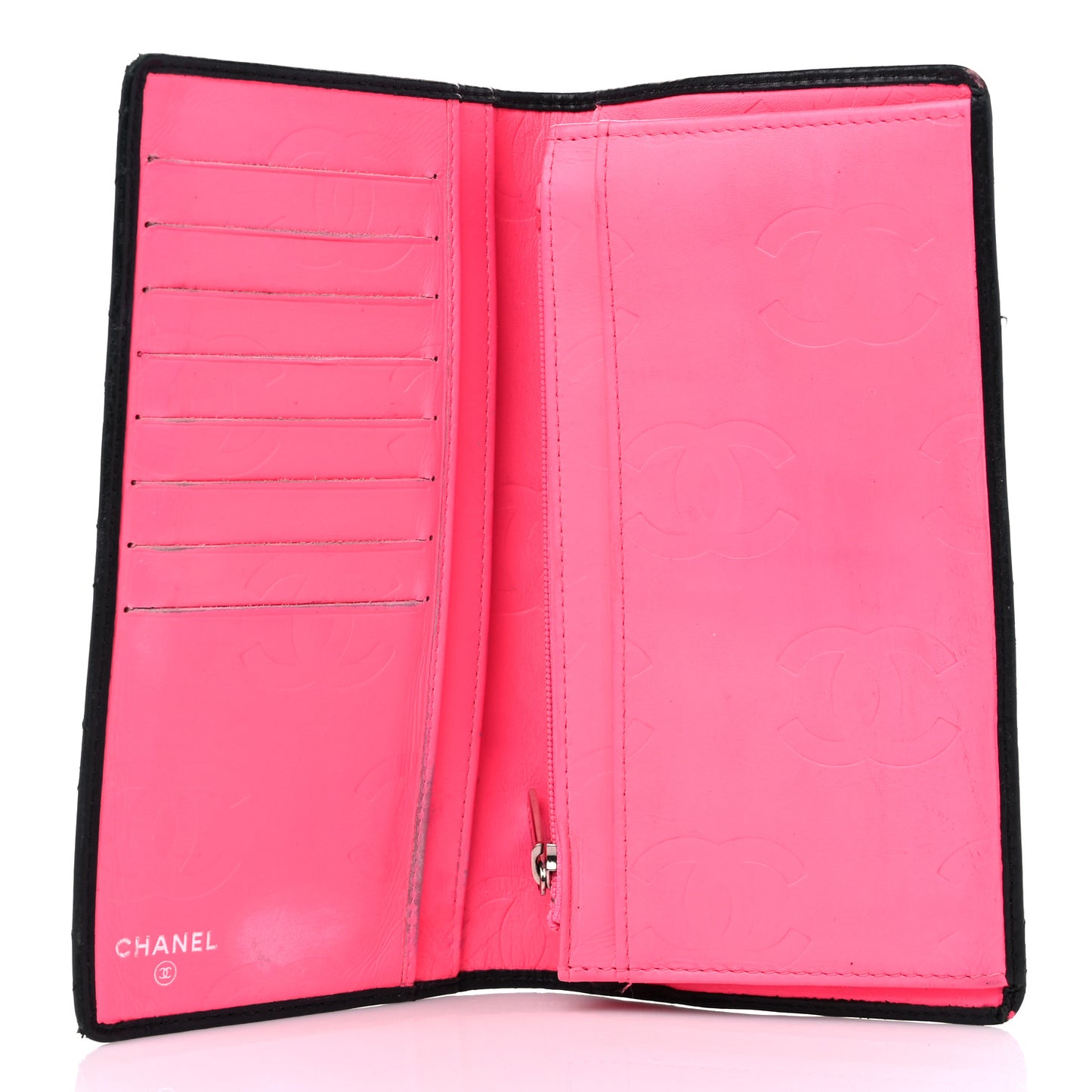Calfskin Quilted Cambon Yen Wallet Black
