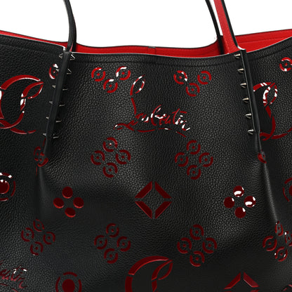 Christian Louboutin Calfskin Loubinthesky Large Perforated Cabarock Spikes Tote Black 7 of 9