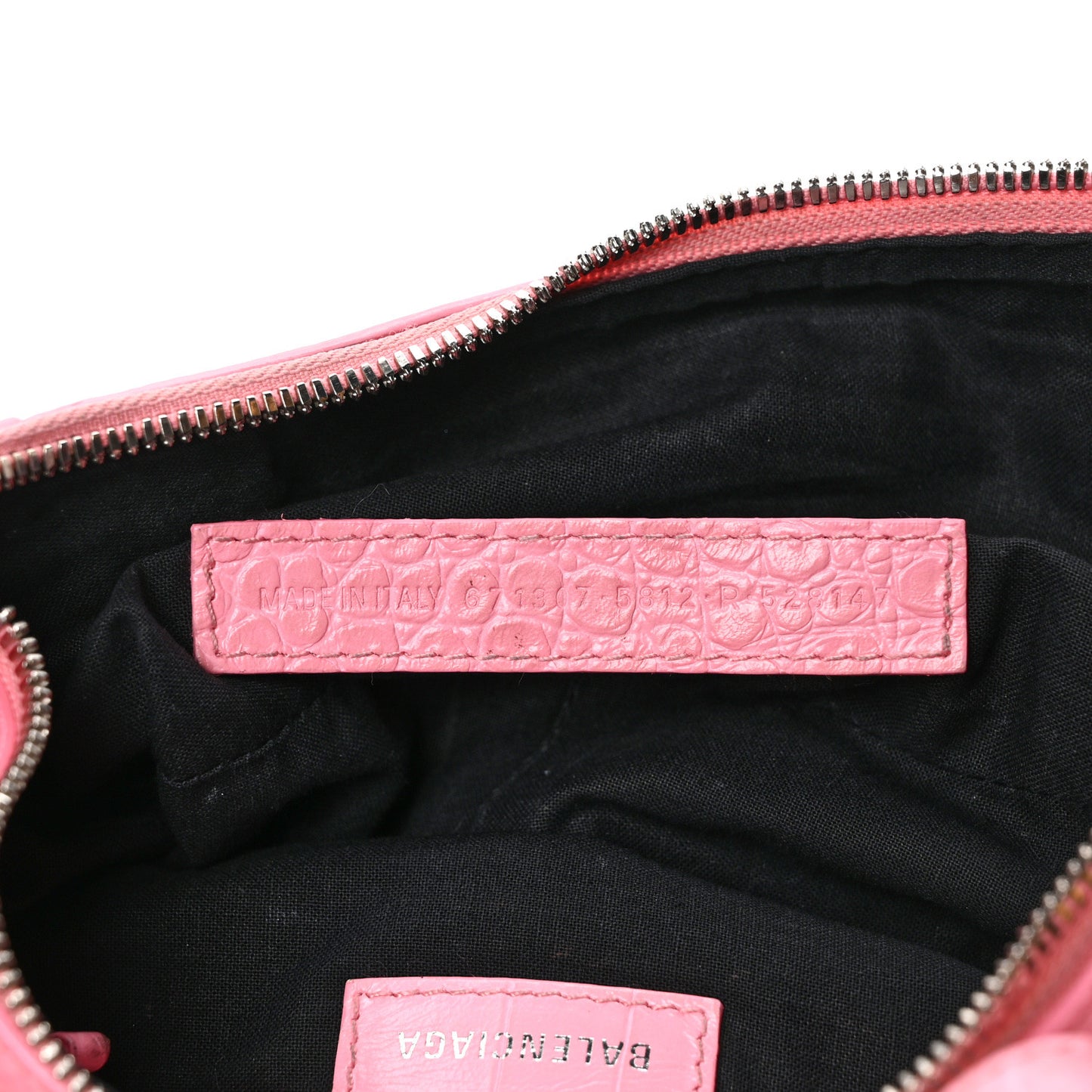 Extra Supple Calfskin Crocodile Embossed Small Le Cagole Shoulder Bag Sweet Pink