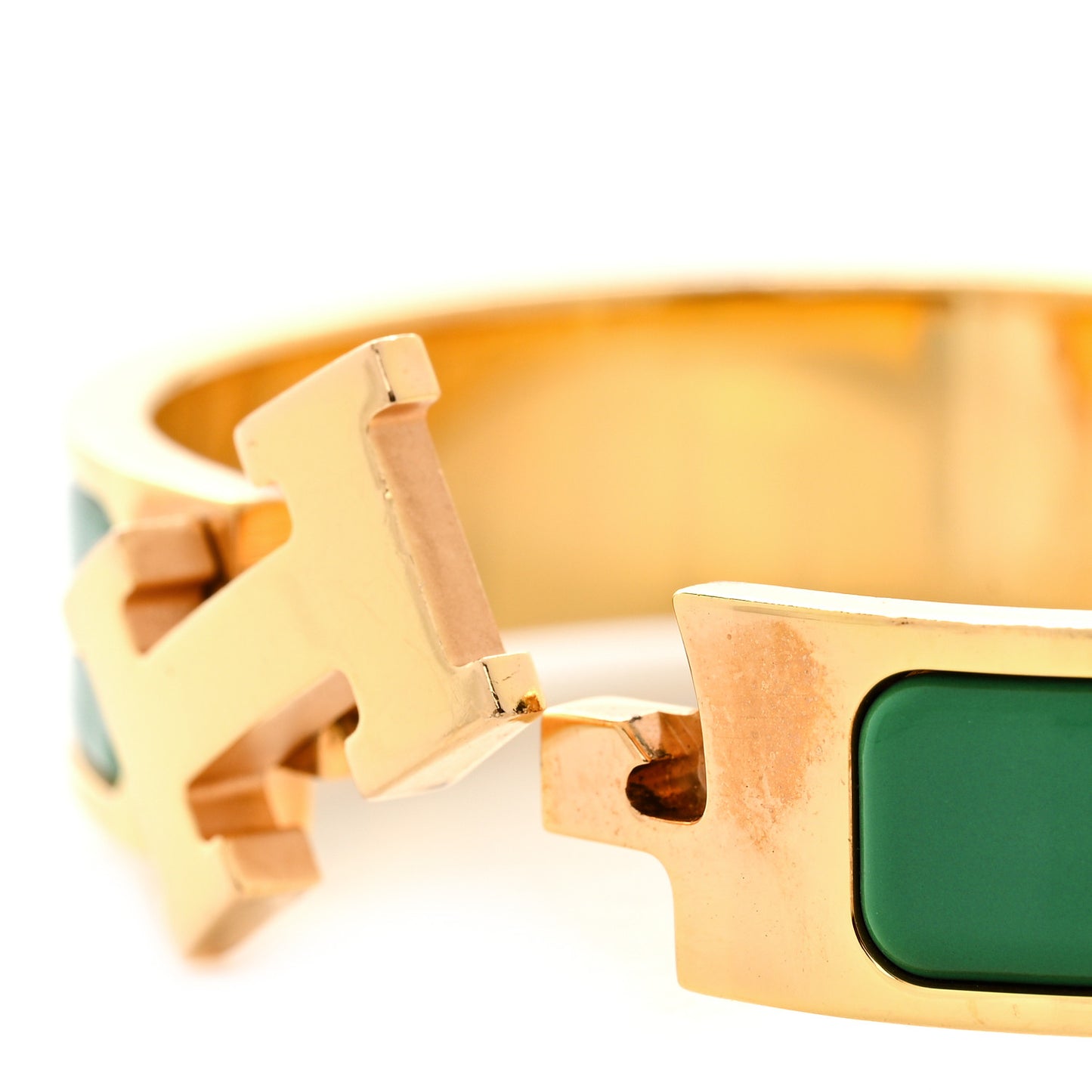 Enamel Narrow Clic Clac H Bracelet GM Vert Spain
