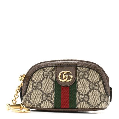 Gucci GG Supreme Monogram Web Ophidia Dome Key Pouch Beige New Acero 1 of 9