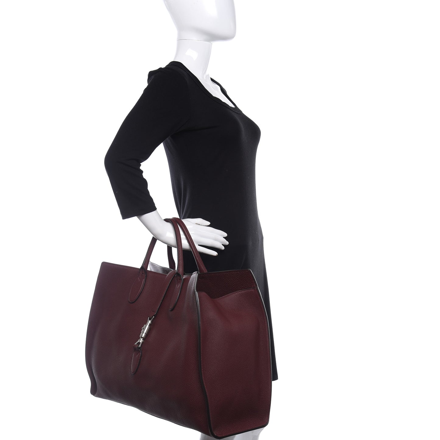 Soft Calfskin Large Jackie Top Handle Bag Bordeaux