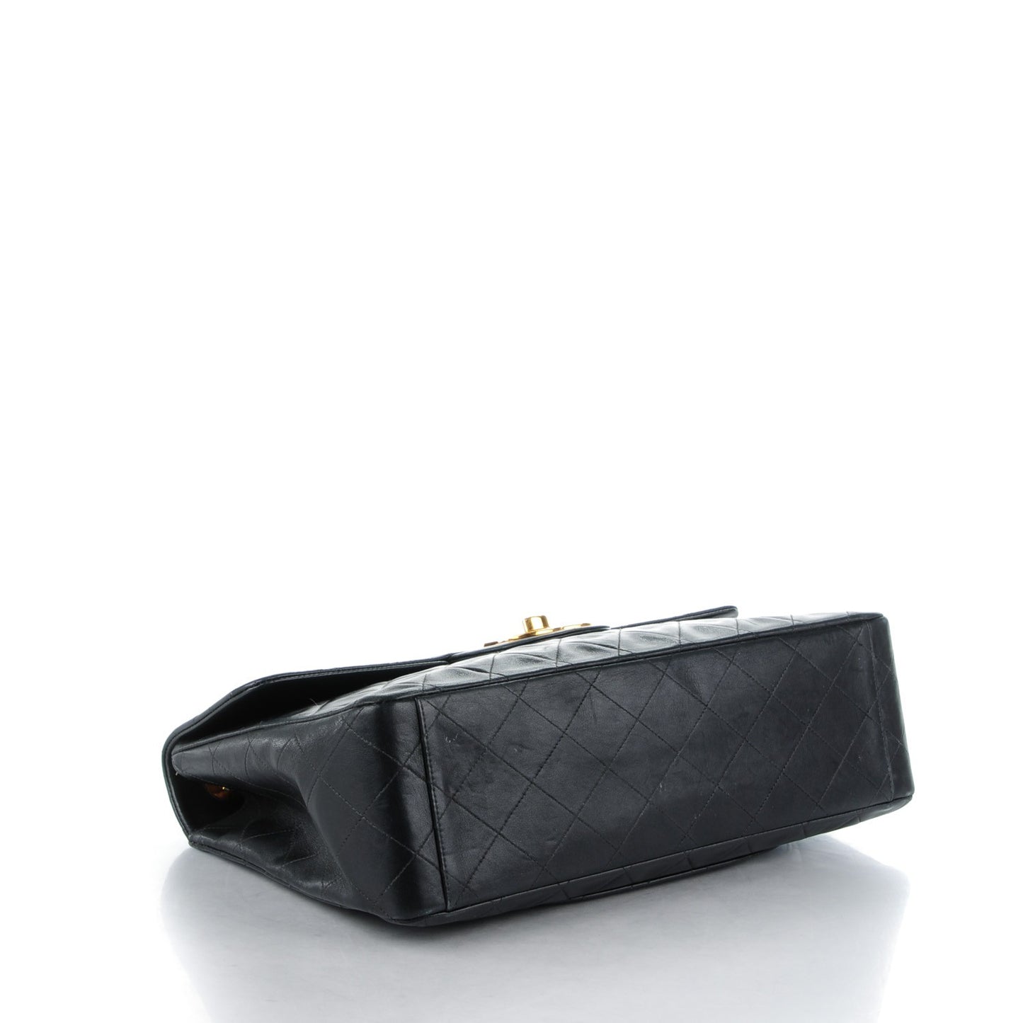 Lambskin Quilted XL Jumbo Single Flap Black