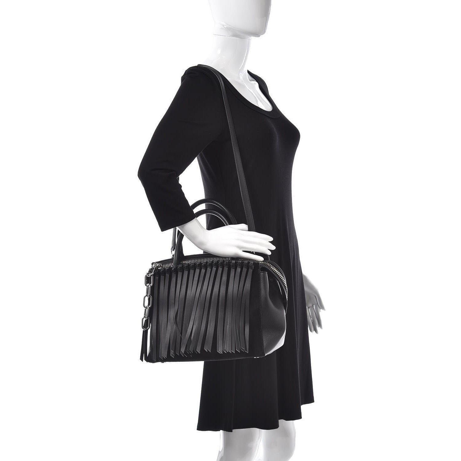 Alexander Wang Calfskin Suede Fringe Attica Tote Black 3 of 7