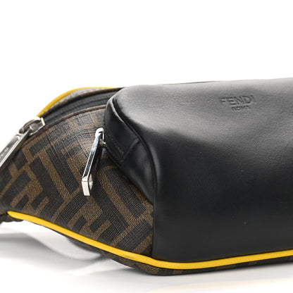 Fendi Glazed Fabric Vitello Century FF 1974 Pocket Belt Bag Mogano Panna Black Sunflower 8 of 9