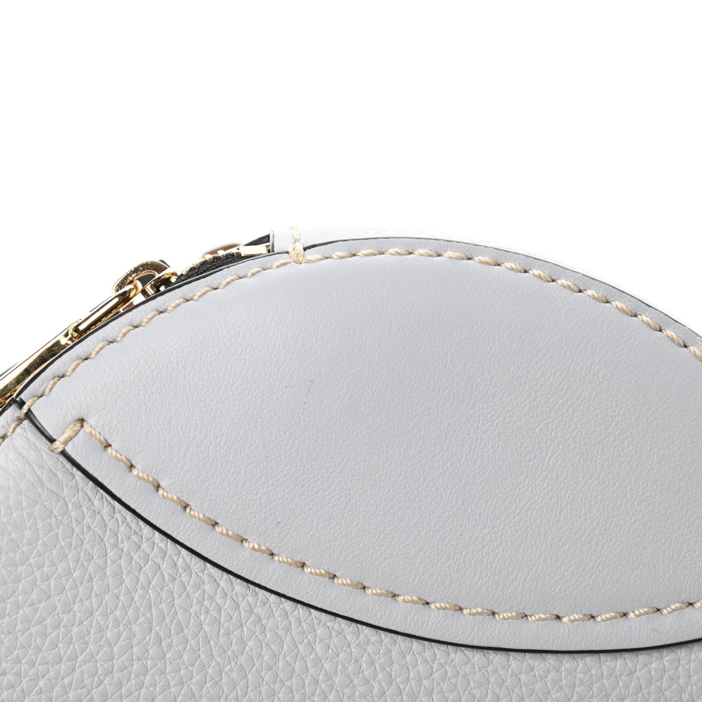 Grained Shiny Calfskin Mini Round Daria Bag Light Cloud