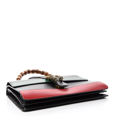 Gucci Calfskin Bamboo Web Large Dionysus Top Handle Bag Black Bright Evergreen Hibiscus Red 5 of 11