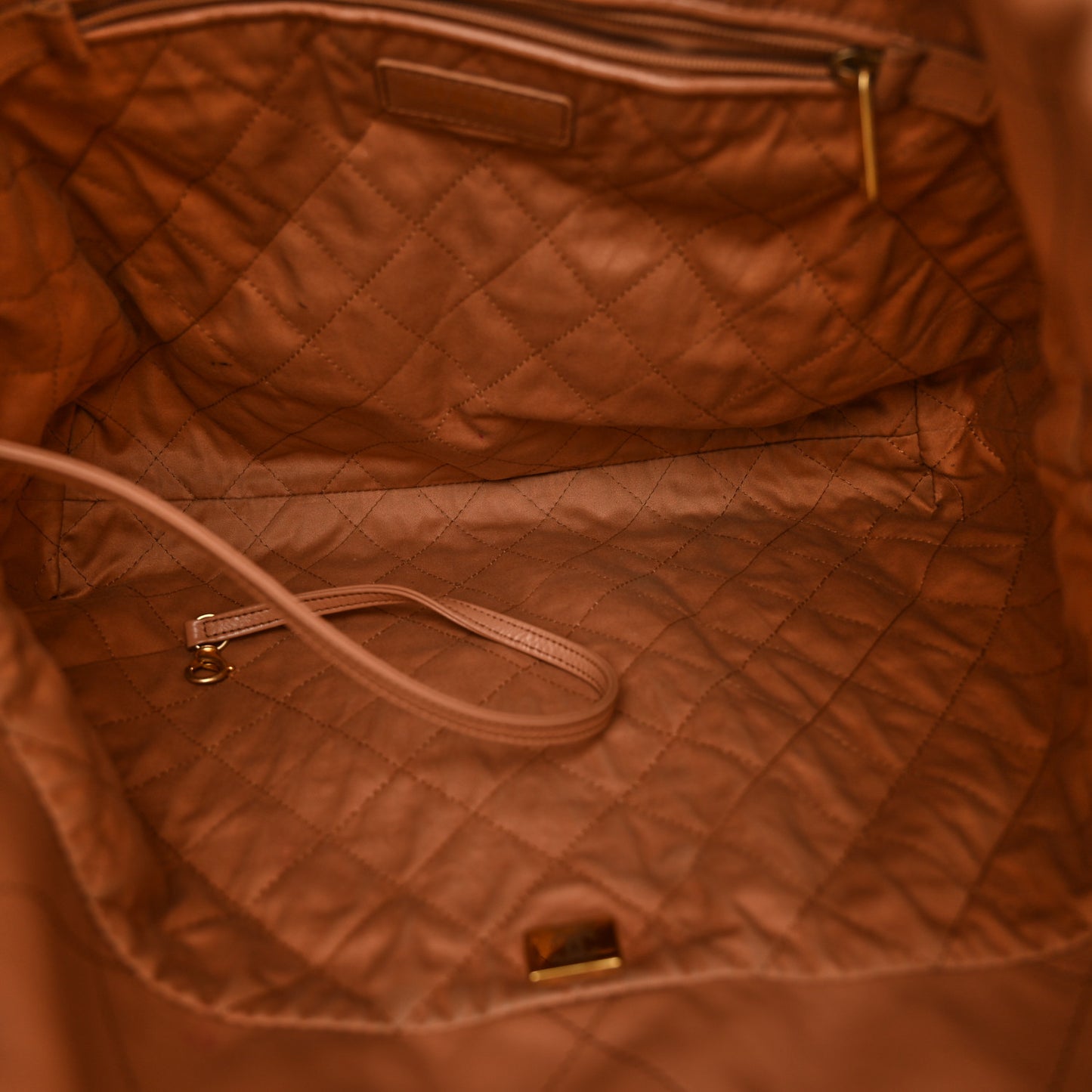 Shiny Calfskin Quilted Chanel 22 Camel