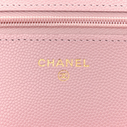 Chanel Caviar Quilted Wallet on Chain WOC Light Pink 6 of 11
