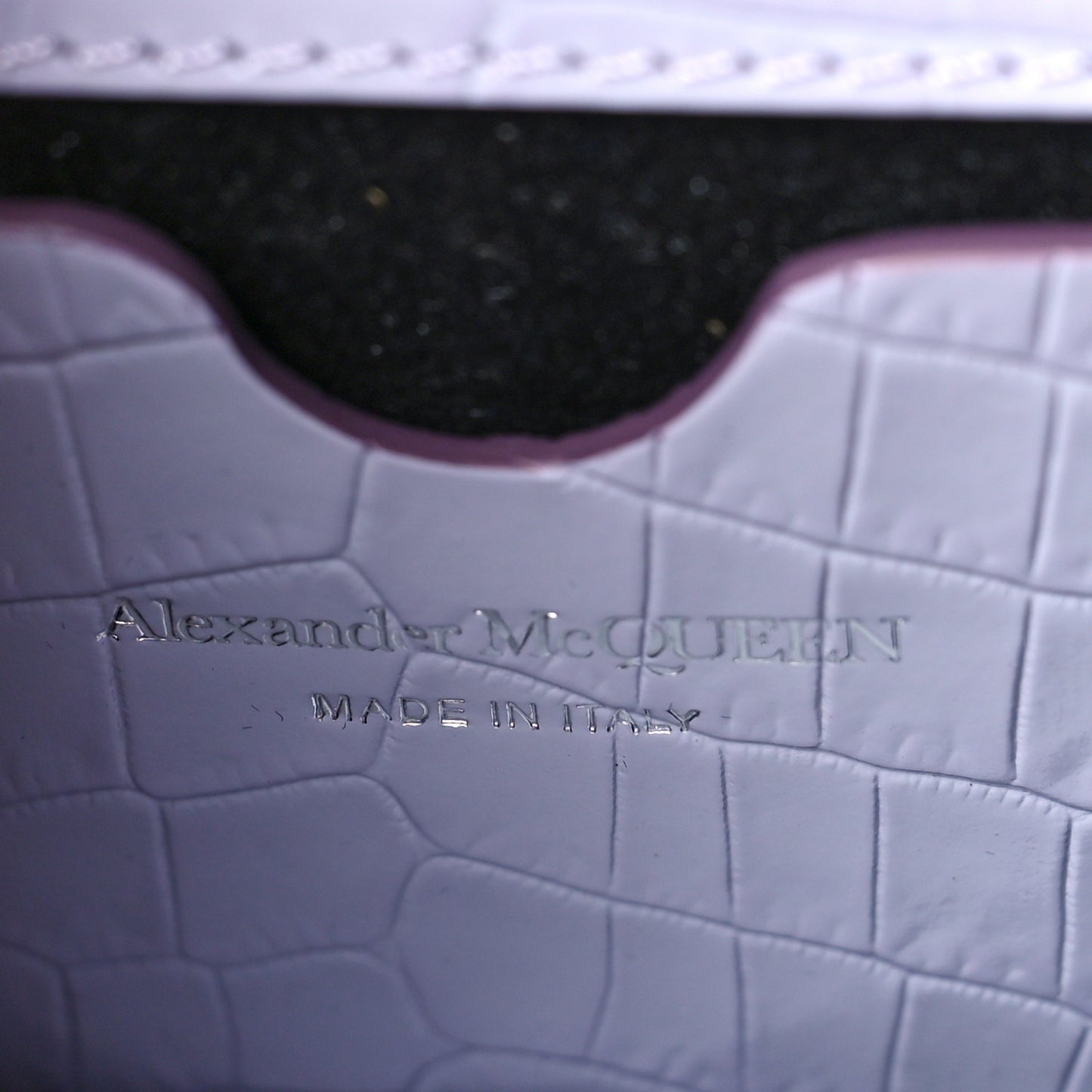 Shiny Crocodile Embossed Jeweled Satchel Lavender