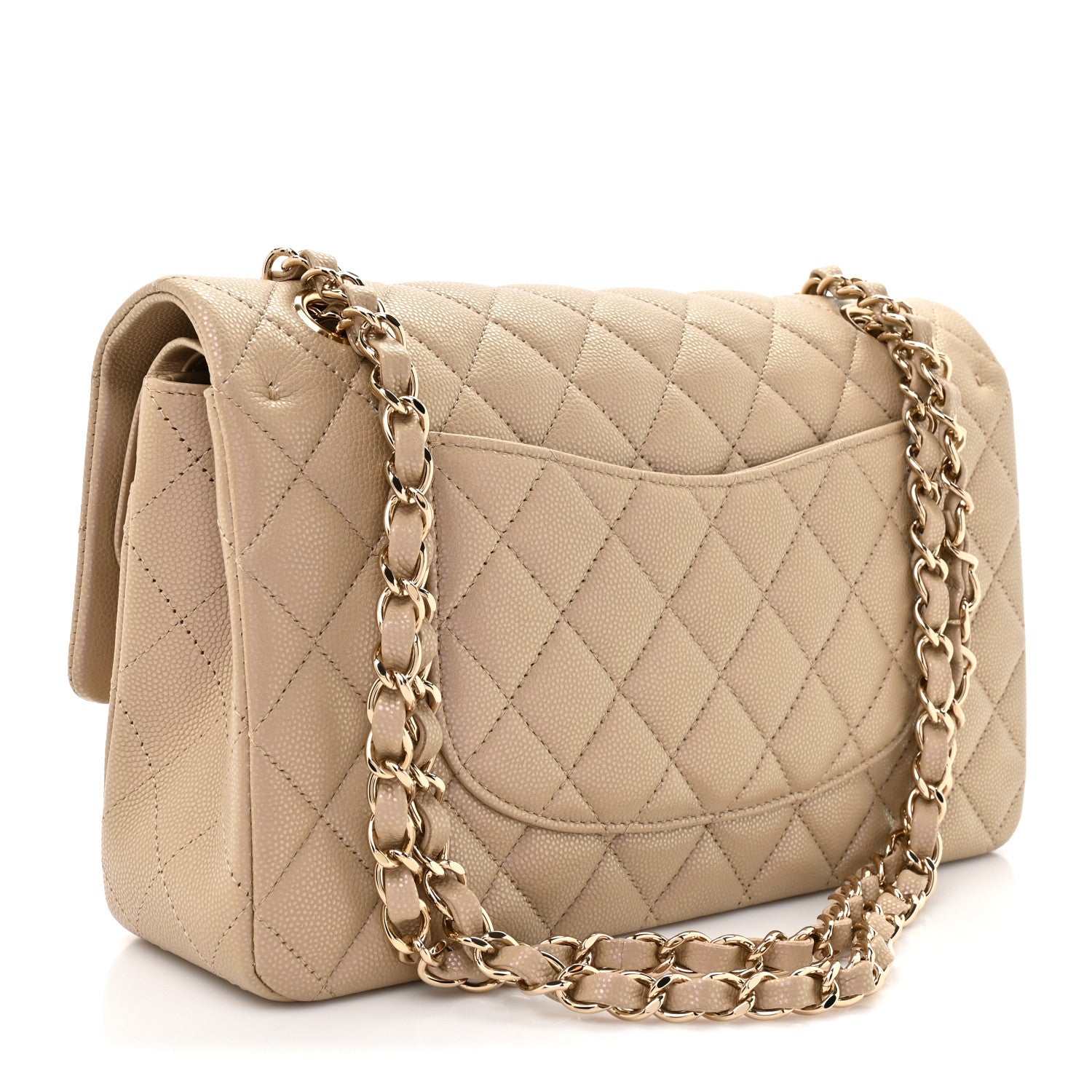 Chanel Iridescent Caviar Quilted Medium Double Flap Dark Beige 3 of 10