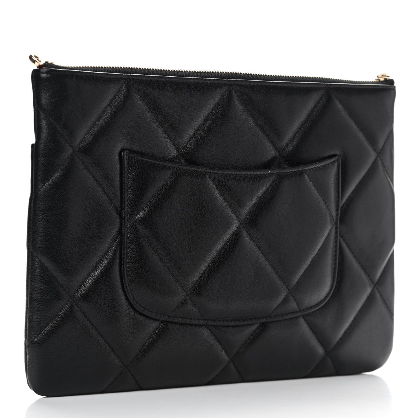Goatskin Quilted Chanel 19 Pouch Black