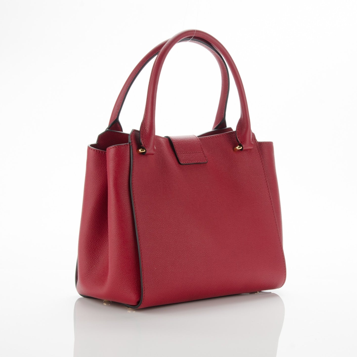 Soft Grain Calfskin Medium Buckle Tote Parade Red