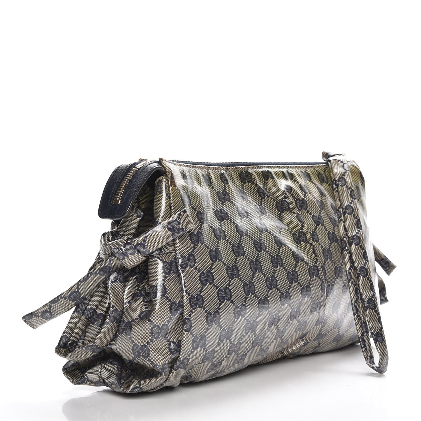 Crystal Monogram Large Hysteria Clutch Navy Blue