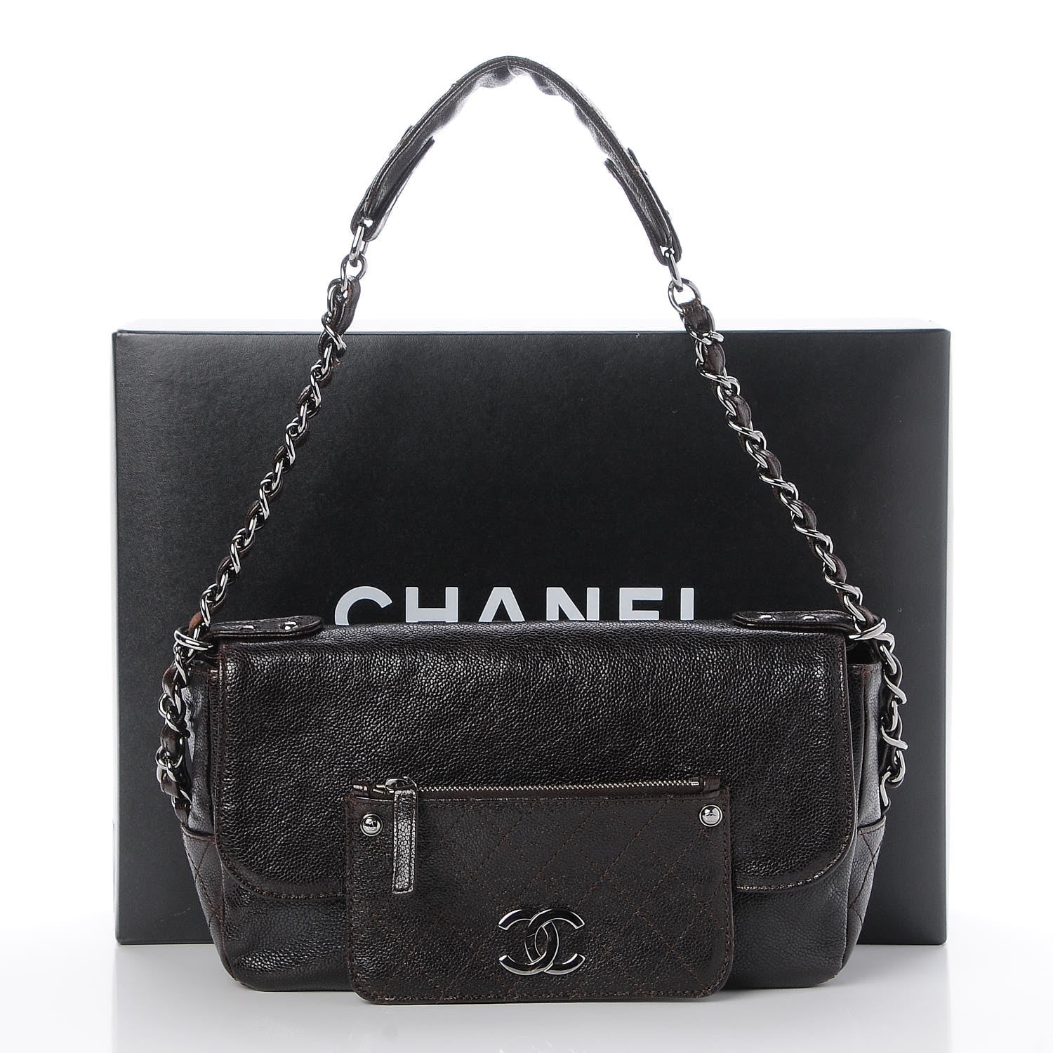 Chanel Glazed Caviar Small Pocket In The City Shoulder Bag Brown 8 of 8