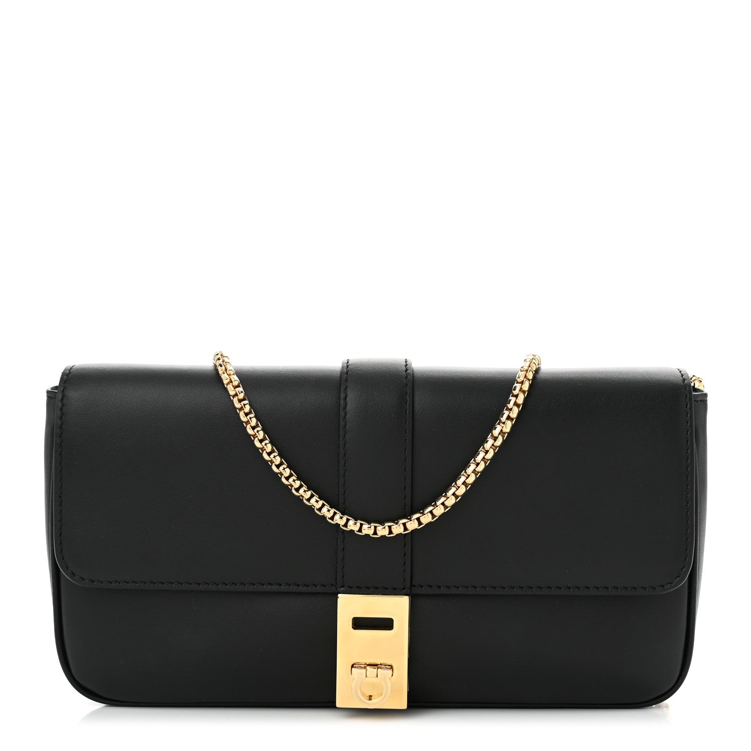 Salvatore Ferragamo Calfskin Archive Gancini Flap Crossbody Black 1 of 10