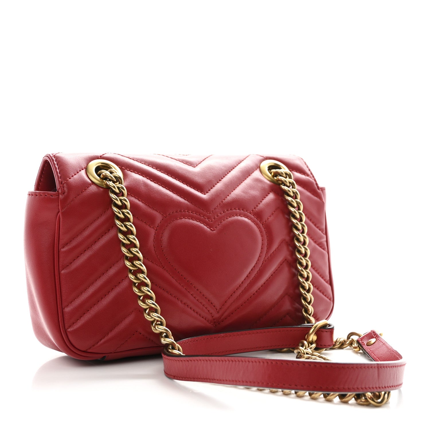 Gucci Calfskin Matelasse Mini GG Marmont Shoulder Bag Hibiscus Red 3 of 10