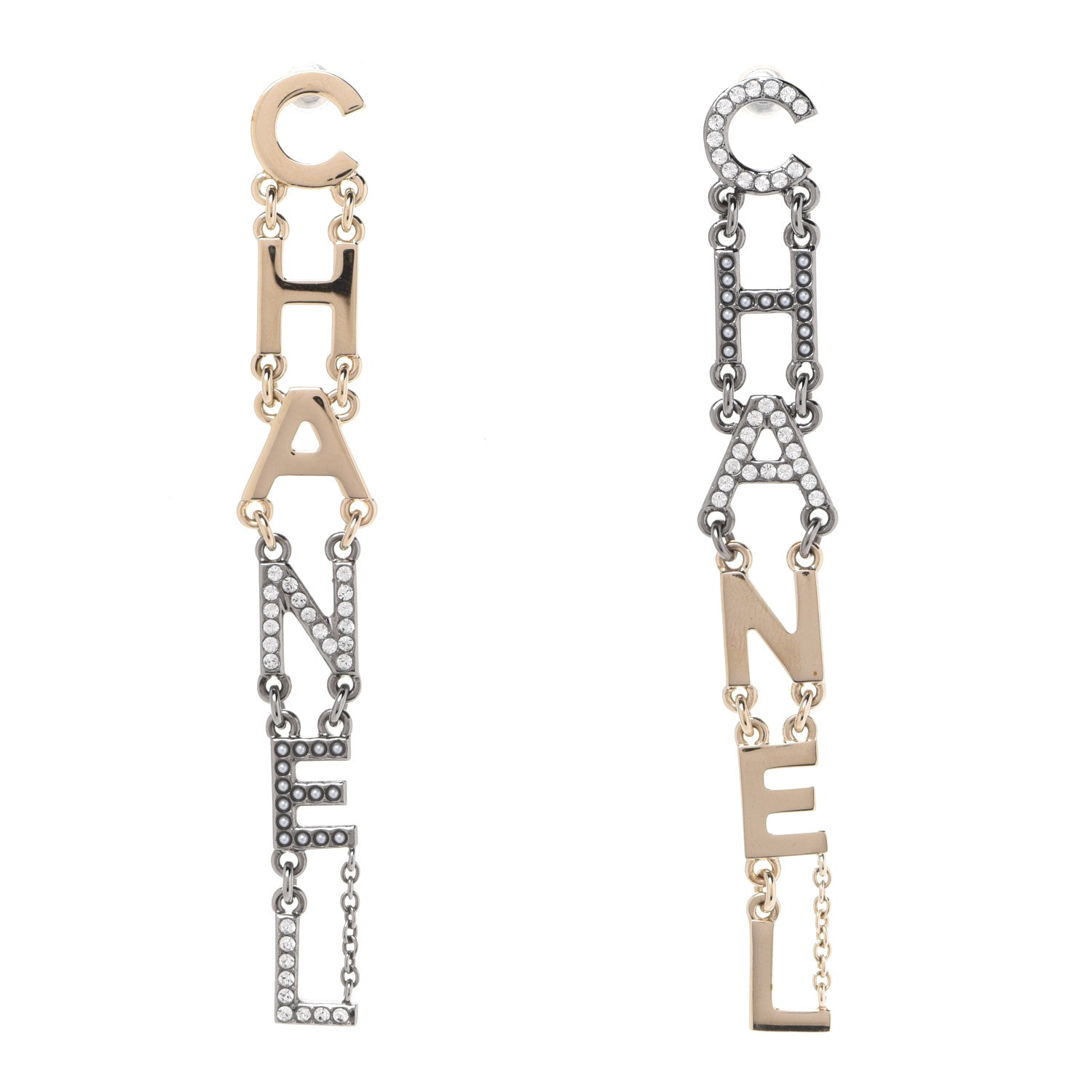 Chanel Crystal Pearl Chanel Bright Young Things Earrings Gold Ruthenium 1 of 5