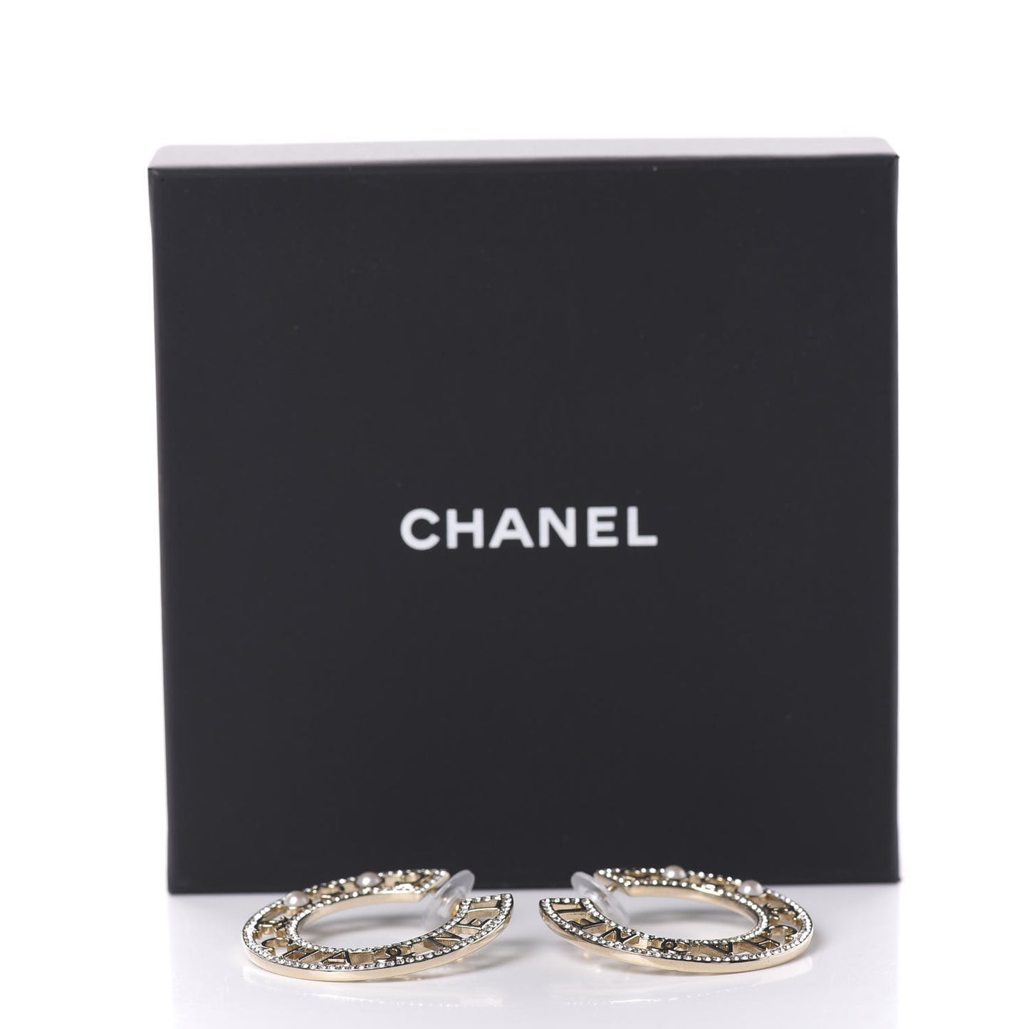 Crystal Pearl Bow-tiful CC Hoop Earrings Gold