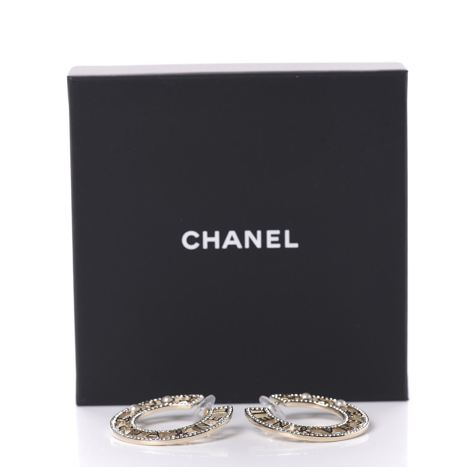 Chanel Crystal Pearl Bow-tiful CC Hoop Earrings Gold 4 of 4