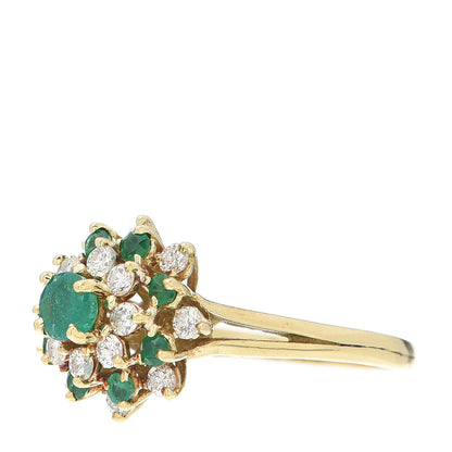 Tiffany 18K Yellow Gold Diamond Emerald Cluster Cocktail Ring 53 6.5 3 of 6