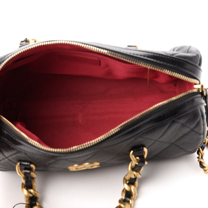 Chanel Shiny Lambskin Quilted Fashion Therapy Bowling Bag Black 5 of 11