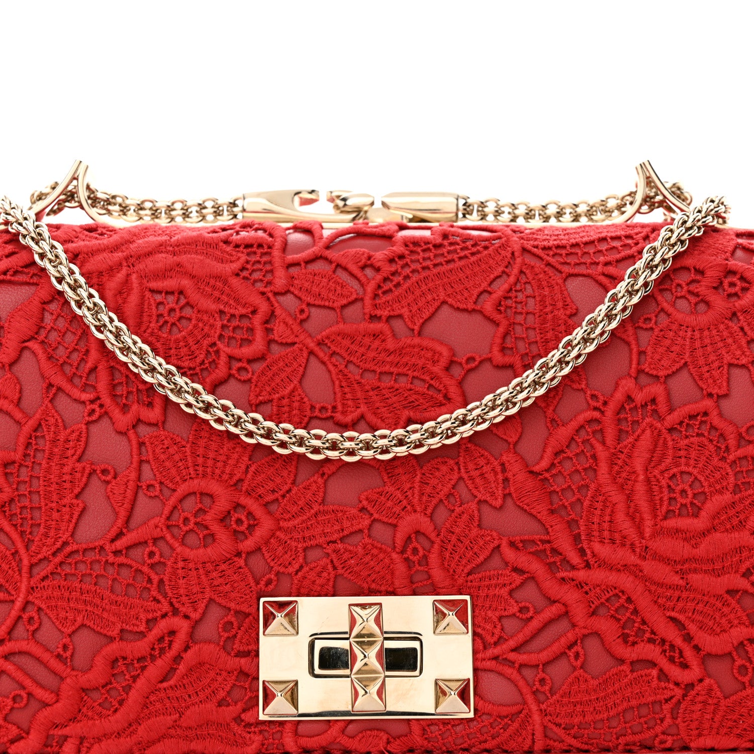 Valentino Garavani Nappa Lace Girello Flap Red 7 of 10