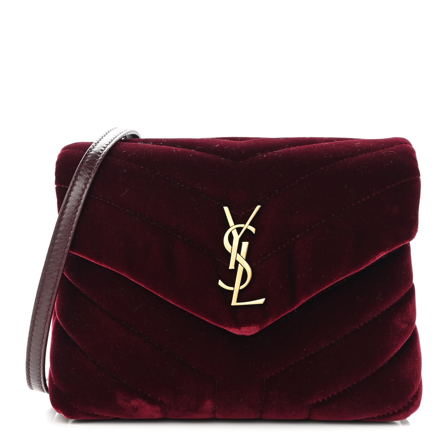 Velvet Y Quilted Monogram Toy Loulou Crossbody Bag French Burgundy