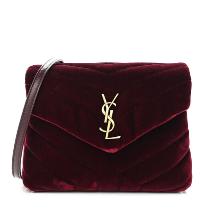 Saint Laurent Velvet Y Quilted Monogram Toy Loulou Crossbody Bag French Burgundy 1 of 10