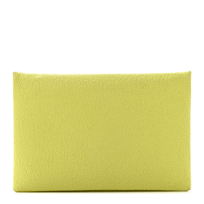 Hermes Chevre Mysore Verso Calvi Card Case Jaune Bourgeon Nata 1 of 8