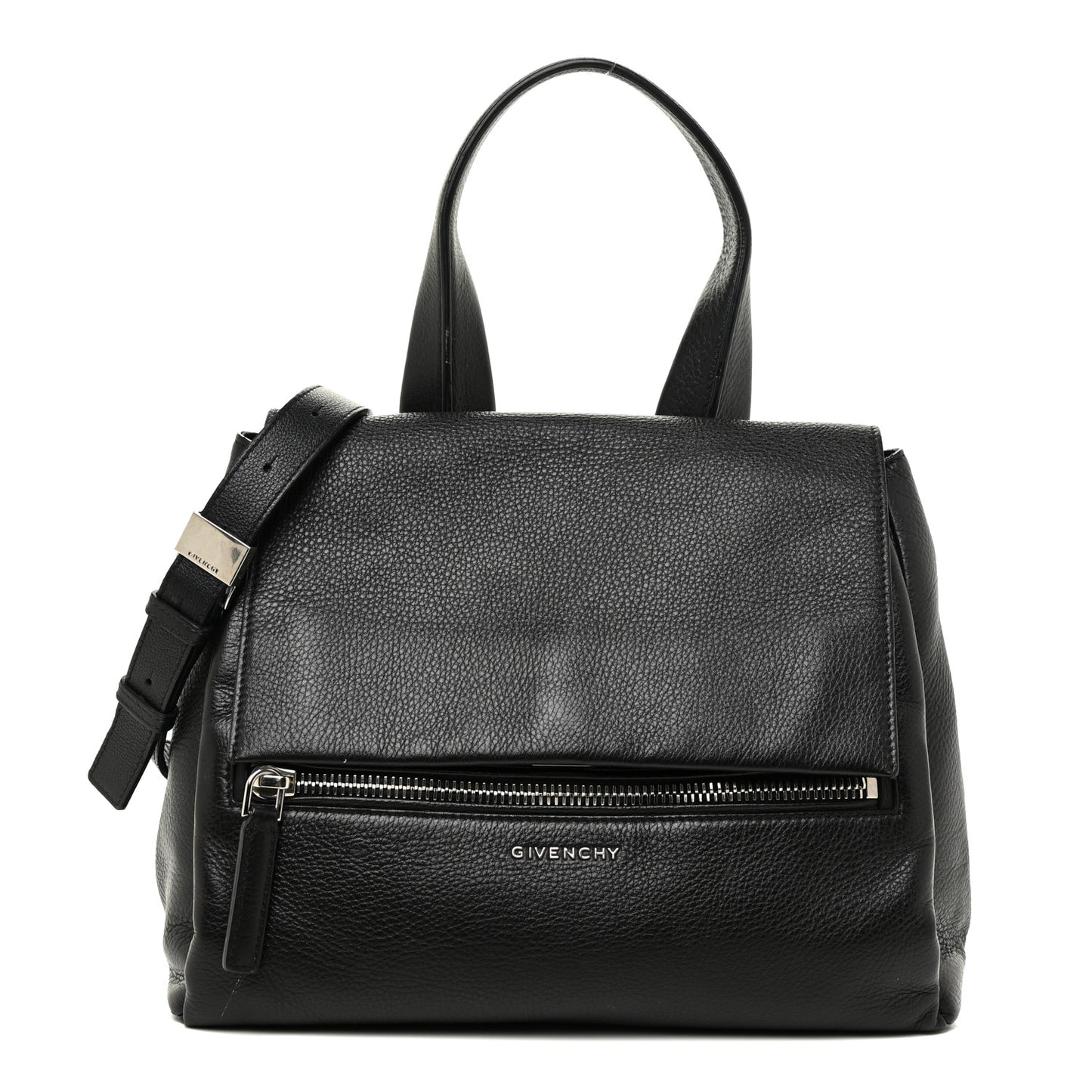 Pebbled Calfskin Small Pandora Pure Flap Bag Dark Brown