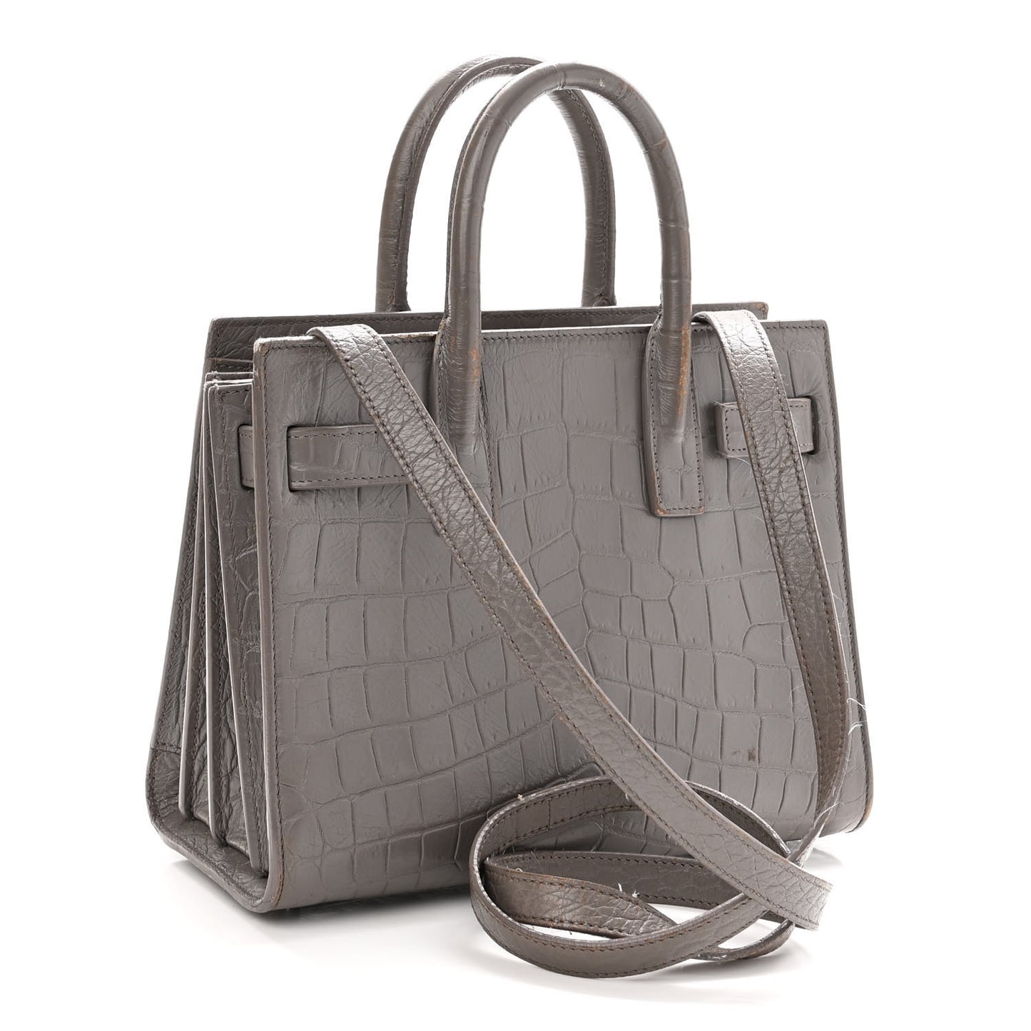 Calfskin Crocodile Embossed Nano Sac De Jour Fog