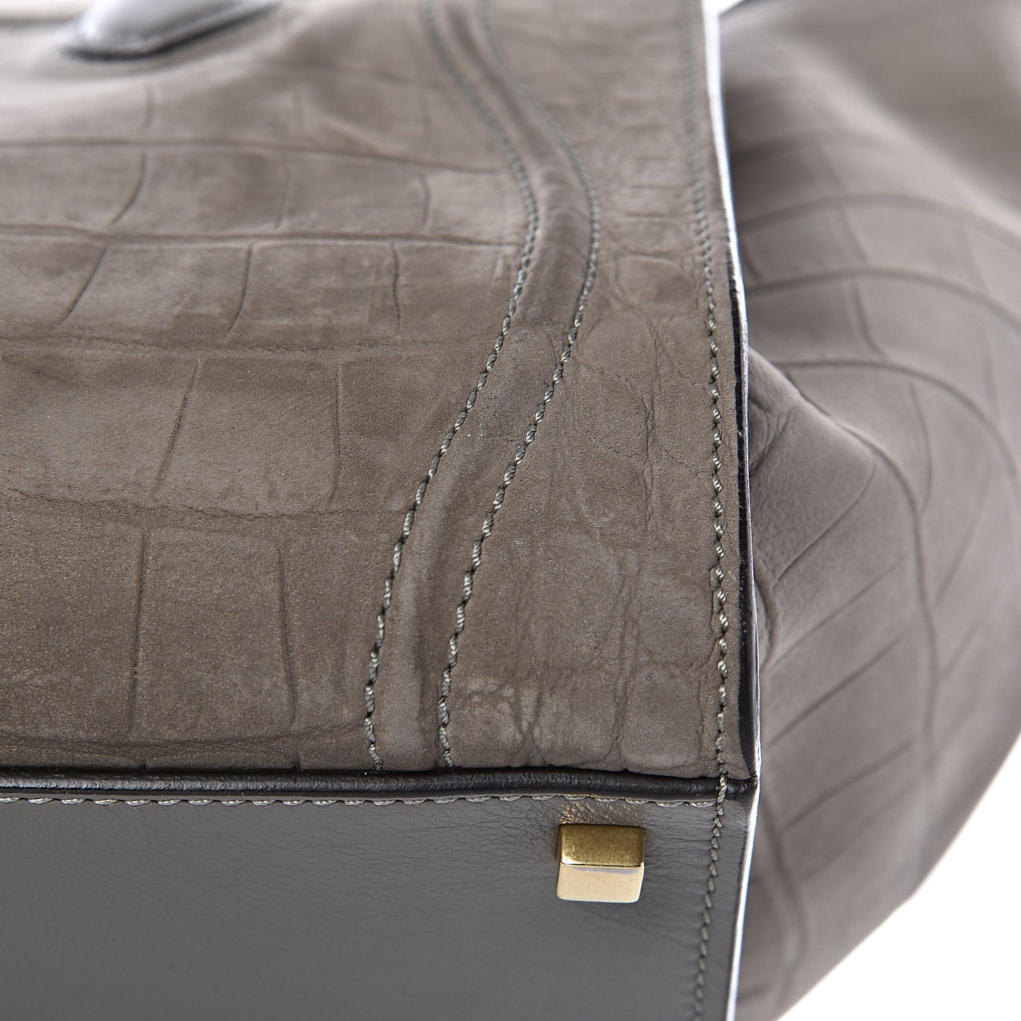 Crocodile Embossed Nubuck Medium Phantom Luggage Grey