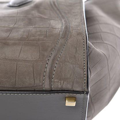Celine Crocodile Embossed Nubuck Medium Phantom Luggage Grey 10 of 13