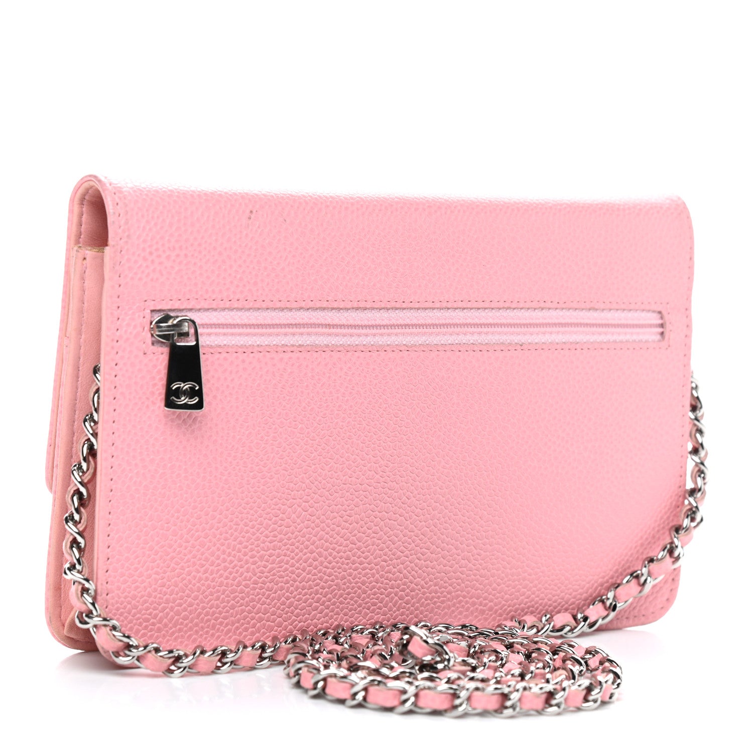 Chanel Caviar Timeless CC Wallet On Chain WOC Pink 2 of 9