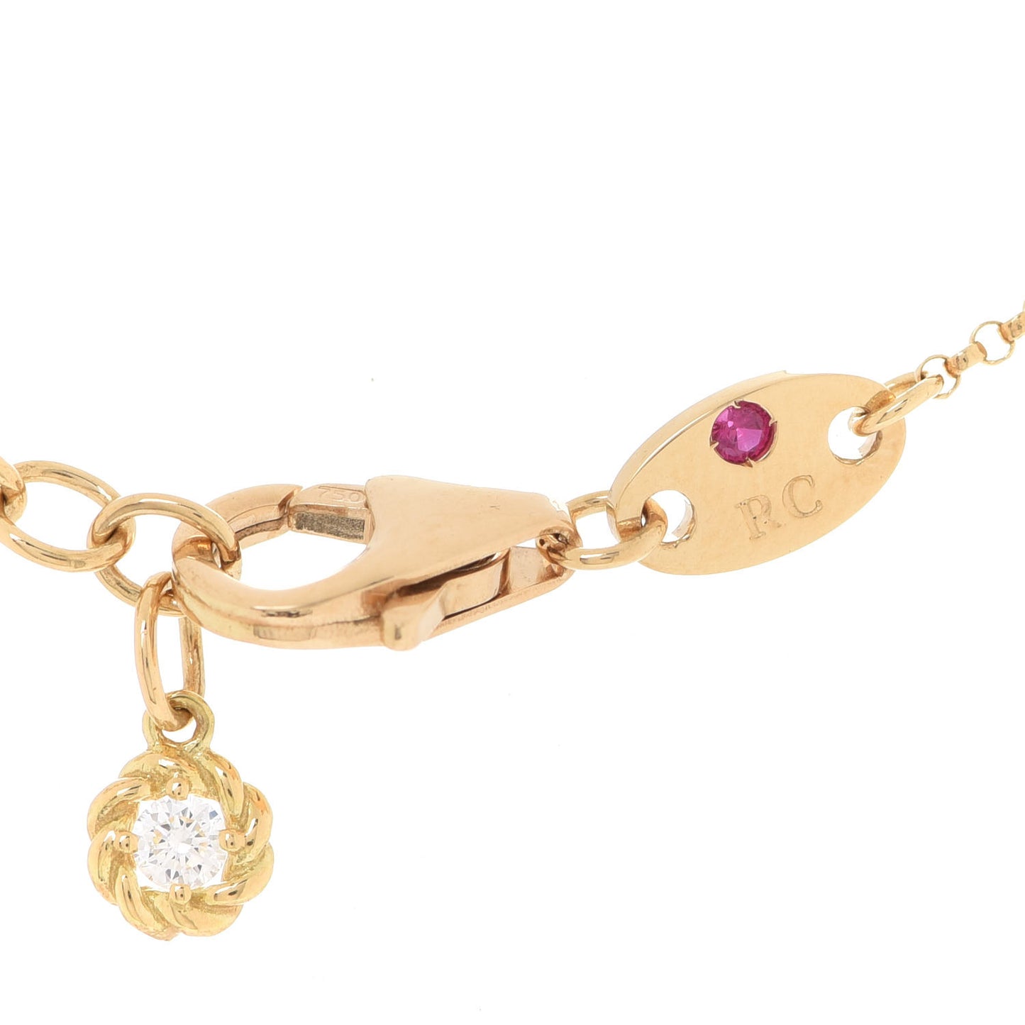 18K Yellow Gold Diamond Barocco Braid Y Drop Necklace