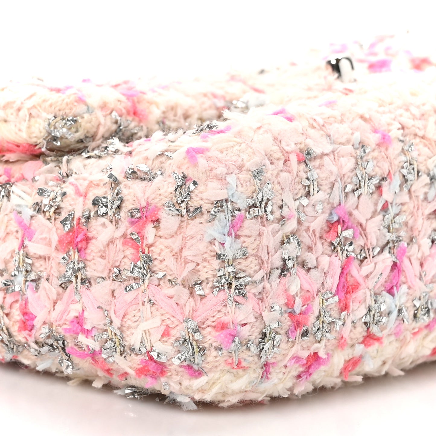 Tweed Quilted Mini Rectangular Flap Light Pink Silver Blue