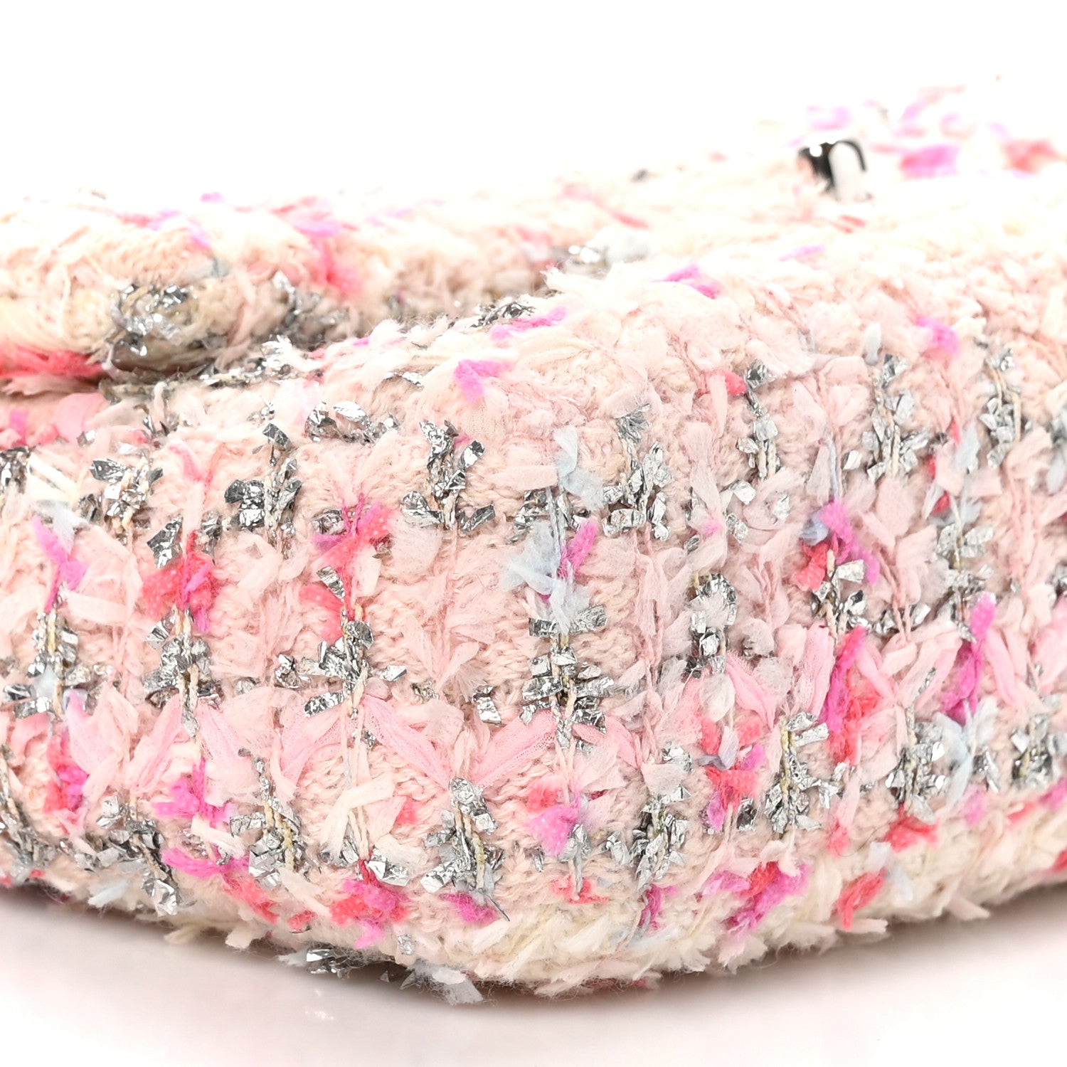 Chanel Tweed Quilted Mini Rectangular Flap Light Pink Silver Blue 9 of 10