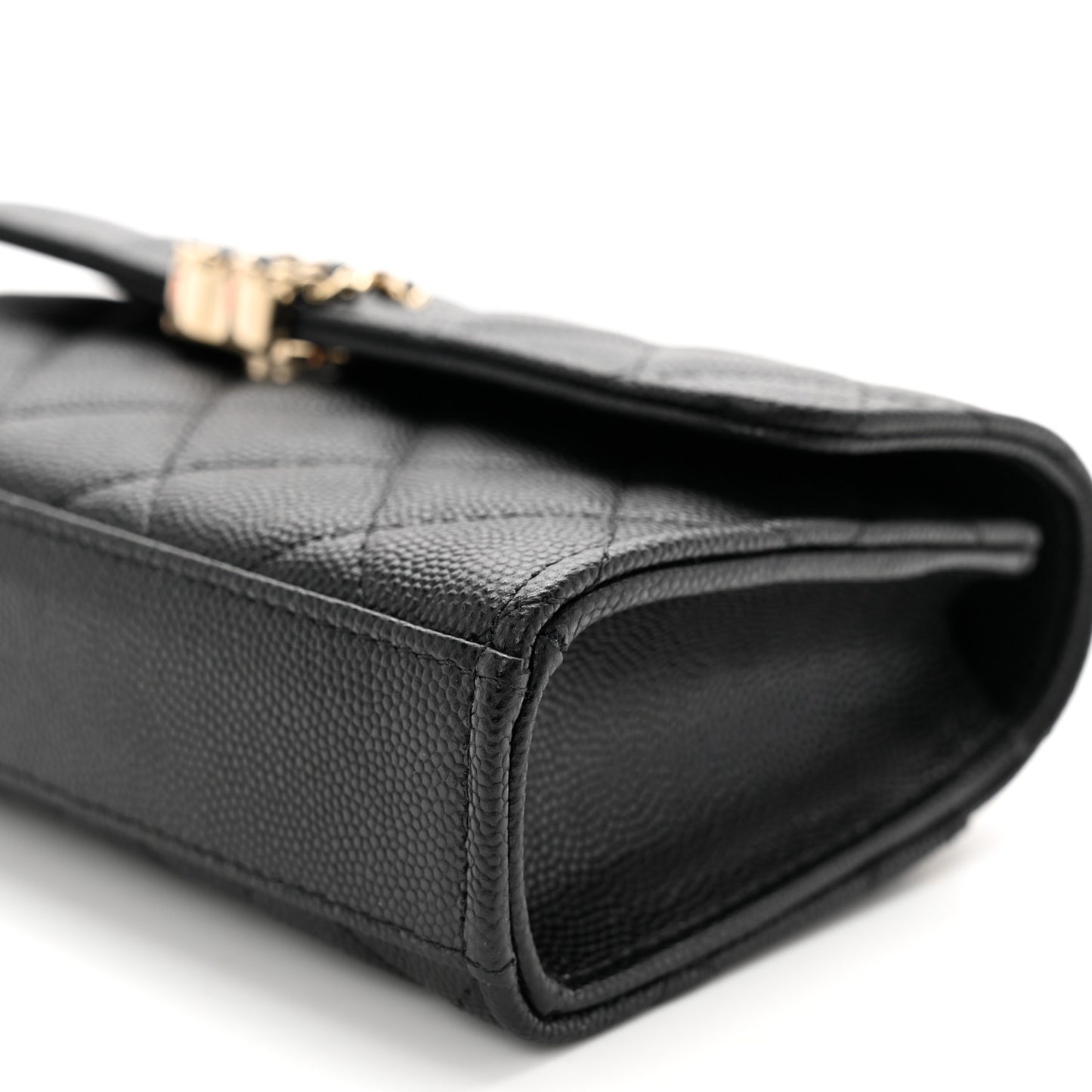 Caviar Quilted Chain Match Top Handle Phone Holder With Chain Black