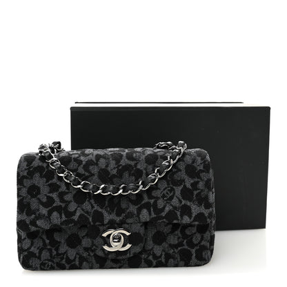 Chanel Printed Denim Quilted Flower Mini Rectangular Flap Black 11 of 11