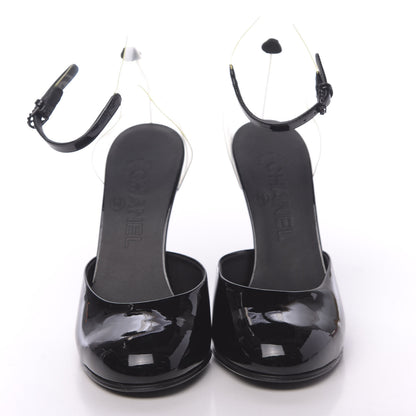 Chanel Patent PVC Ankle Strap Pumps 36 Black 2 of 8