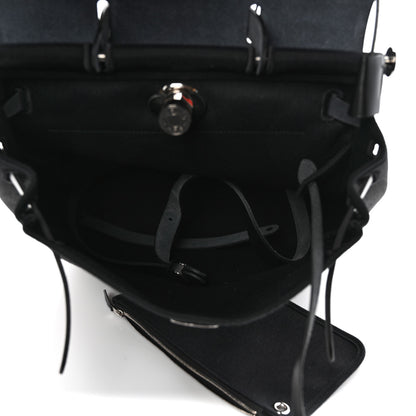 Hermes Military Toile Vache Hunter Herbag a Dos Zip Retourne Backpack Black 5 of 9