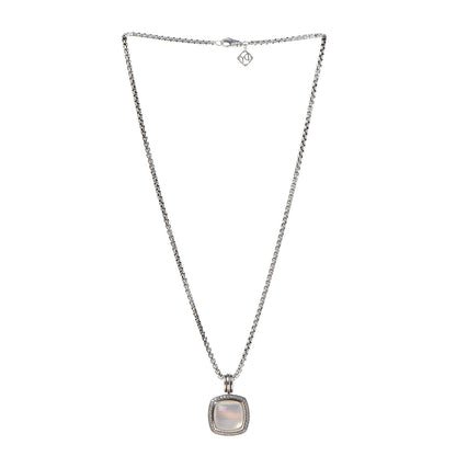David Yurman Sterling Silver 18K Yellow Gold Diamond Moonstone 14mm Albion Enhancer Pendant Necklace 3 of 6