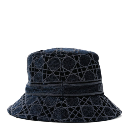 Christian Dior Velvet Cannage Bucket Hat 58 Blue 5 of 8