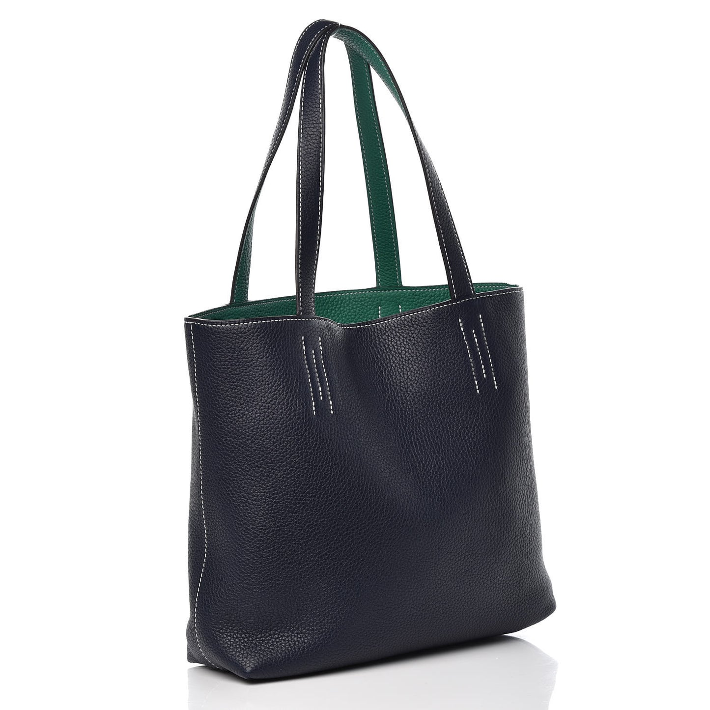 Taurillon Clemence Double Sens 36 Reversible Tote Vert Vertigo Bleu Nuit