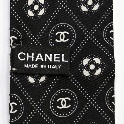 Chanel Silk CC Polka Dot Slim Bandeau Scarf Black Ecru 3 of 3